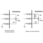 NOTE CONCERNING P5 : The required model is REVERSE AUDIO (C curve) but since it is a potentiometric divider, it can be replaced by a 100K LINEAR potentiometer with a 100K  tapping resistor connected between the CW lug and the WIPER lug although we do stock the reverse audio pots..