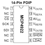 Microchip MCP4922-E/P 12Bit D/A Dual SPI DAC