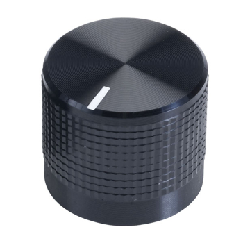 Cliff KM20B Black Aluminium Clad Plastic Knob, 6mm Spline
