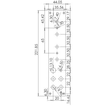 Soundtronics ADSR 3310 Back Panel Dimensioned Drawing