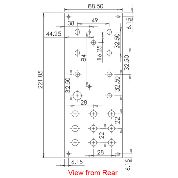 Dimesnion drawing of VC ADSR back panel