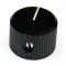 Black anodised aluminium knob for 6mm shaft with grub screw fixing